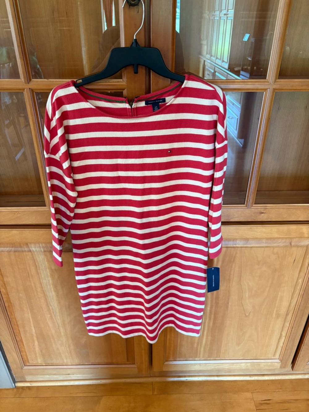 Tommy Hilfiger Red and White Striped Boatneck Tunic